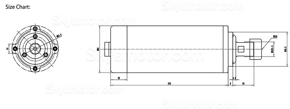 空冷式CNCスピンドルモーター Handi JGF-F80E-2.2KW 110V/220V/380V 2.2kW 24000RPM ER20コレット 400hz